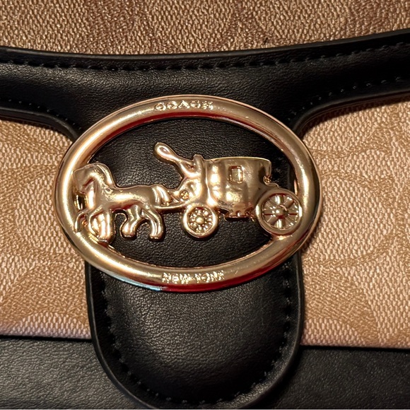 Coach Boutique Dark Brown and Tan with Gold Chain Purse - Picture 2 of 8